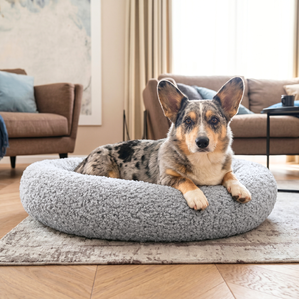MIA orthopädisches kuscheliges Hundebett aus Bouclé