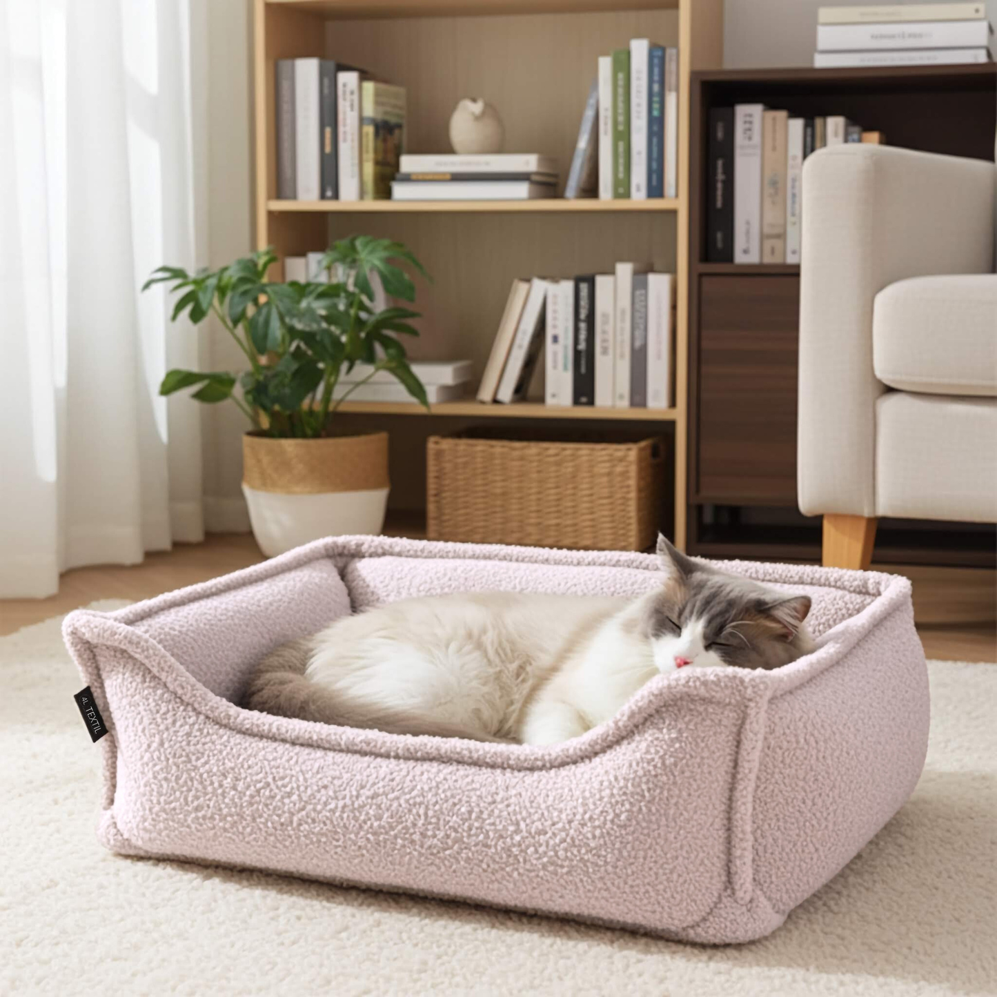 LEO - Anti-Stress Katzenbett aus Bouclé PREMIUM-LINE