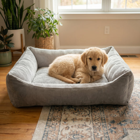 OUTLET TEO Kuscheliges waschbares Hundebett, farbe: grau
