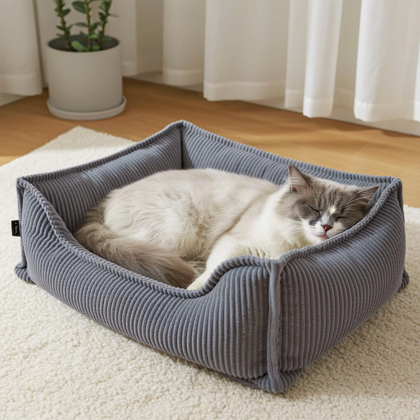HUGO Orthopädisches Katzenbett aus Cord PREMIUM-LINE