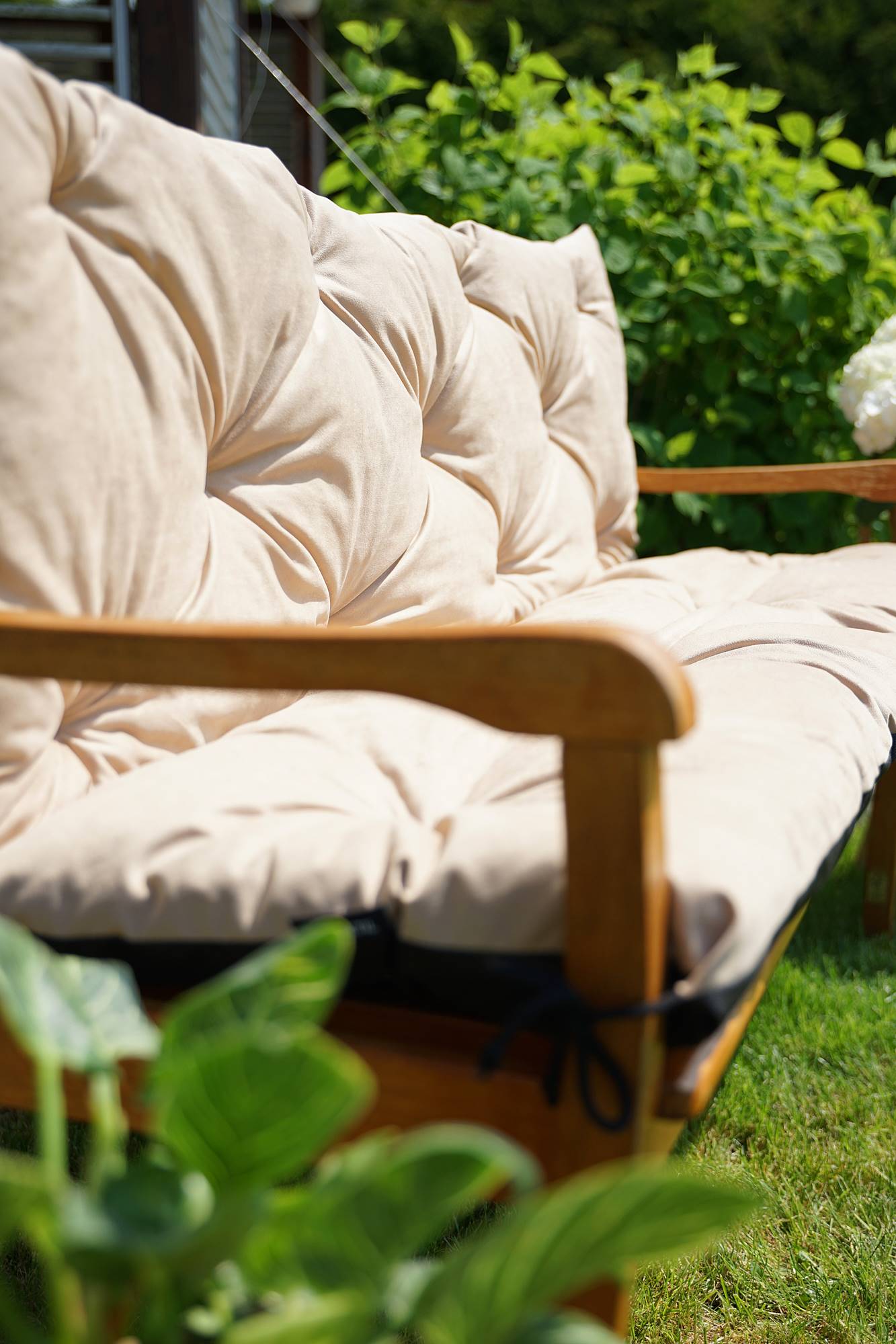 Gartenbankauflage Sitzkissen und Rückenkissen Hollywoodschaukel Auflage Beige