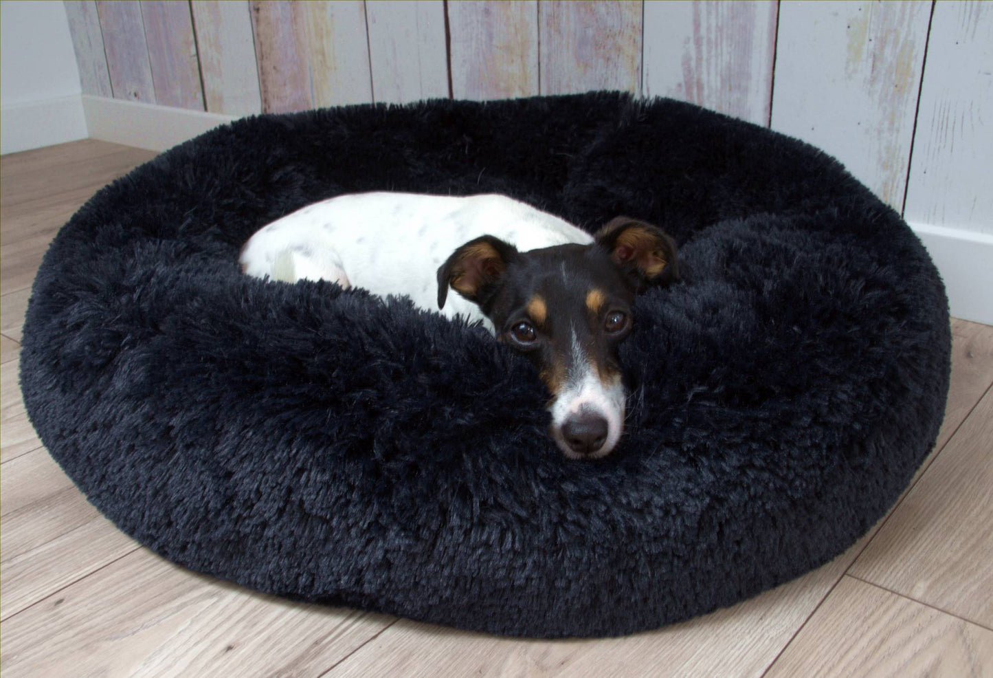 FUZZY Kuscheliges Hundebett Donut  Schwarz