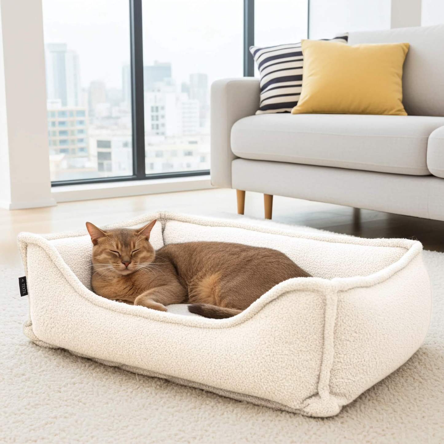 LEO - Anti-Stress Katzenbett aus Bouclé PREMIUM-LINE