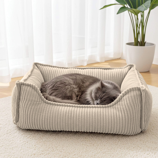 HUGO Orthopädisches Katzenbett aus Cord PREMIUM-LINE