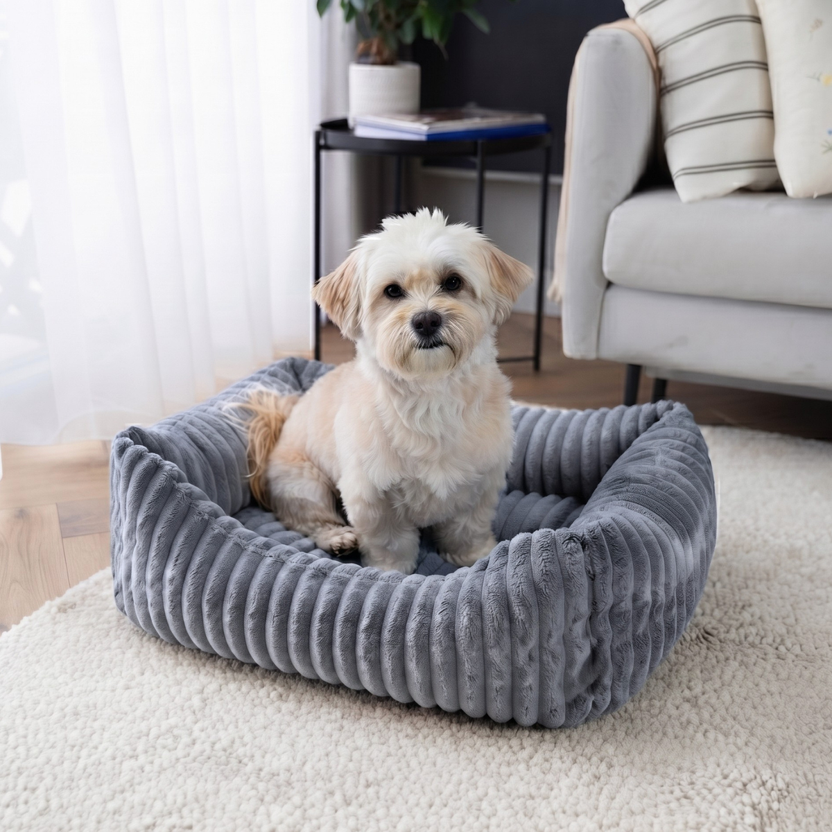BELLA Hundebett aus Premium-Plüsch für kleine Hunde und Katzen