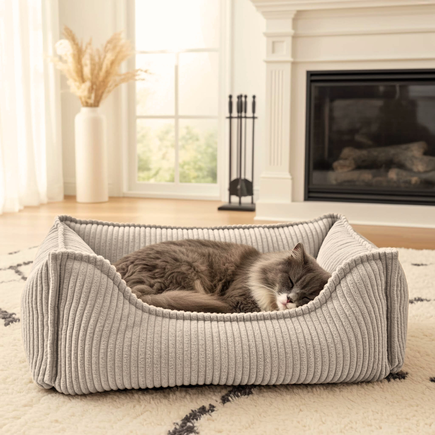 HUGO Orthopädisches Katzenbett aus Cord PREMIUM-LINE