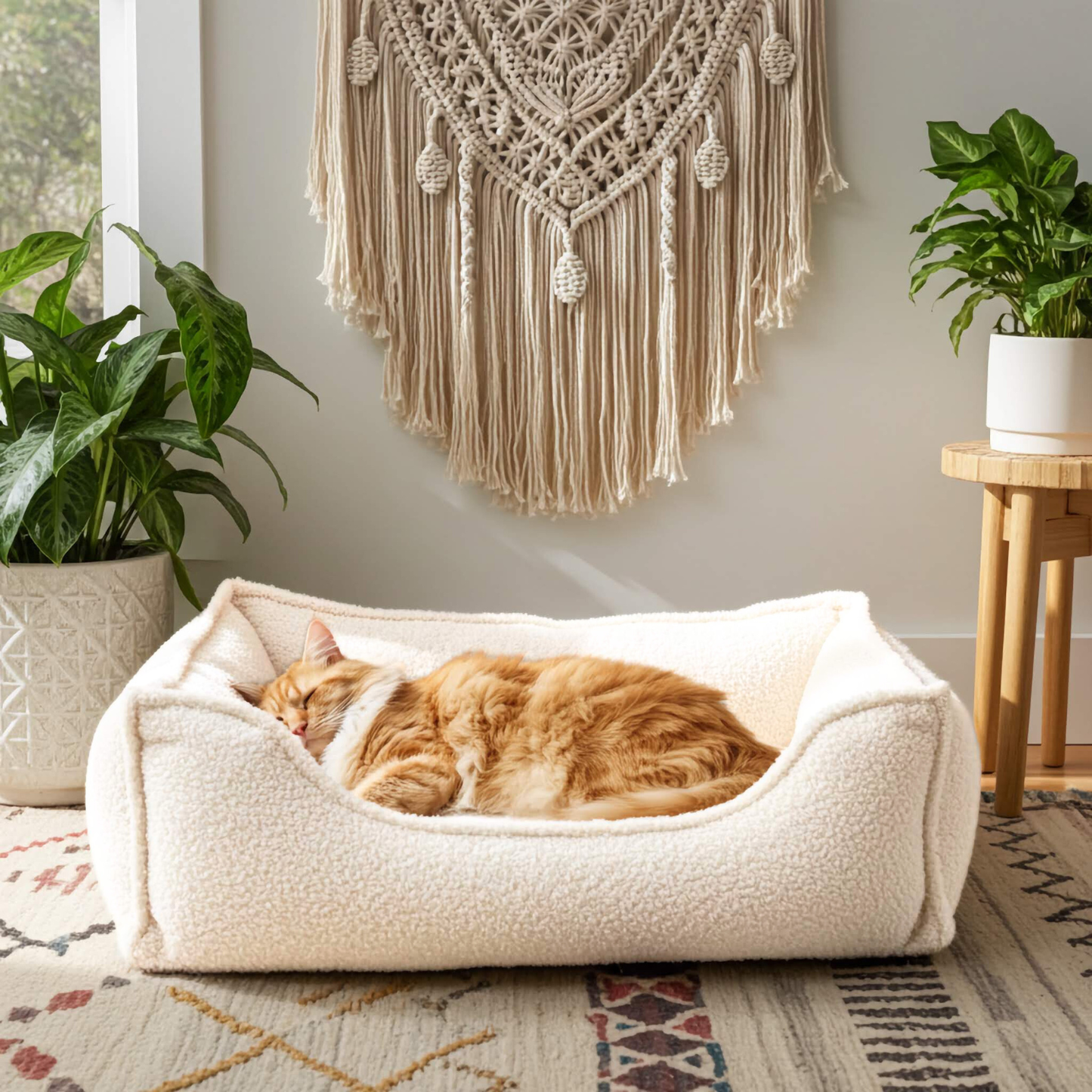 LEO - Anti-Stress Katzenbett aus Bouclé PREMIUM-LINE