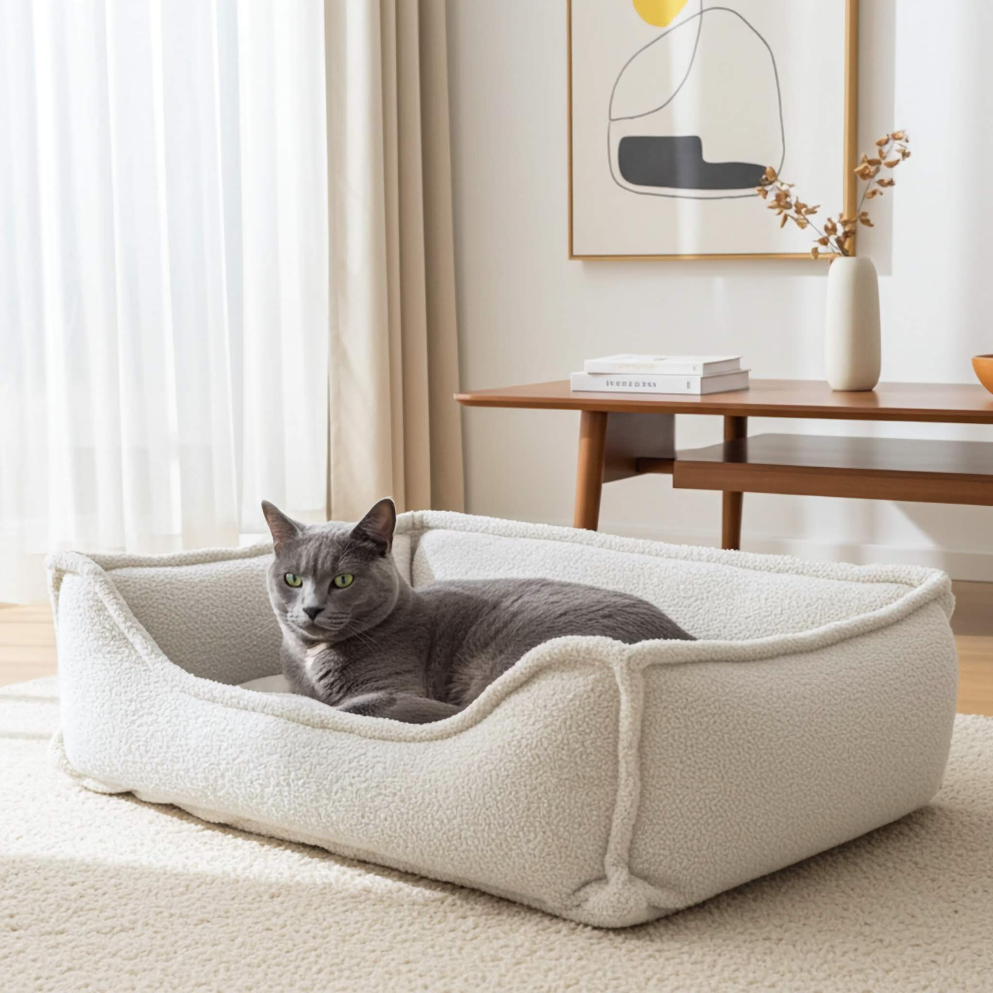 LEO - Anti-Stress Katzenbett aus Bouclé PREMIUM-LINE