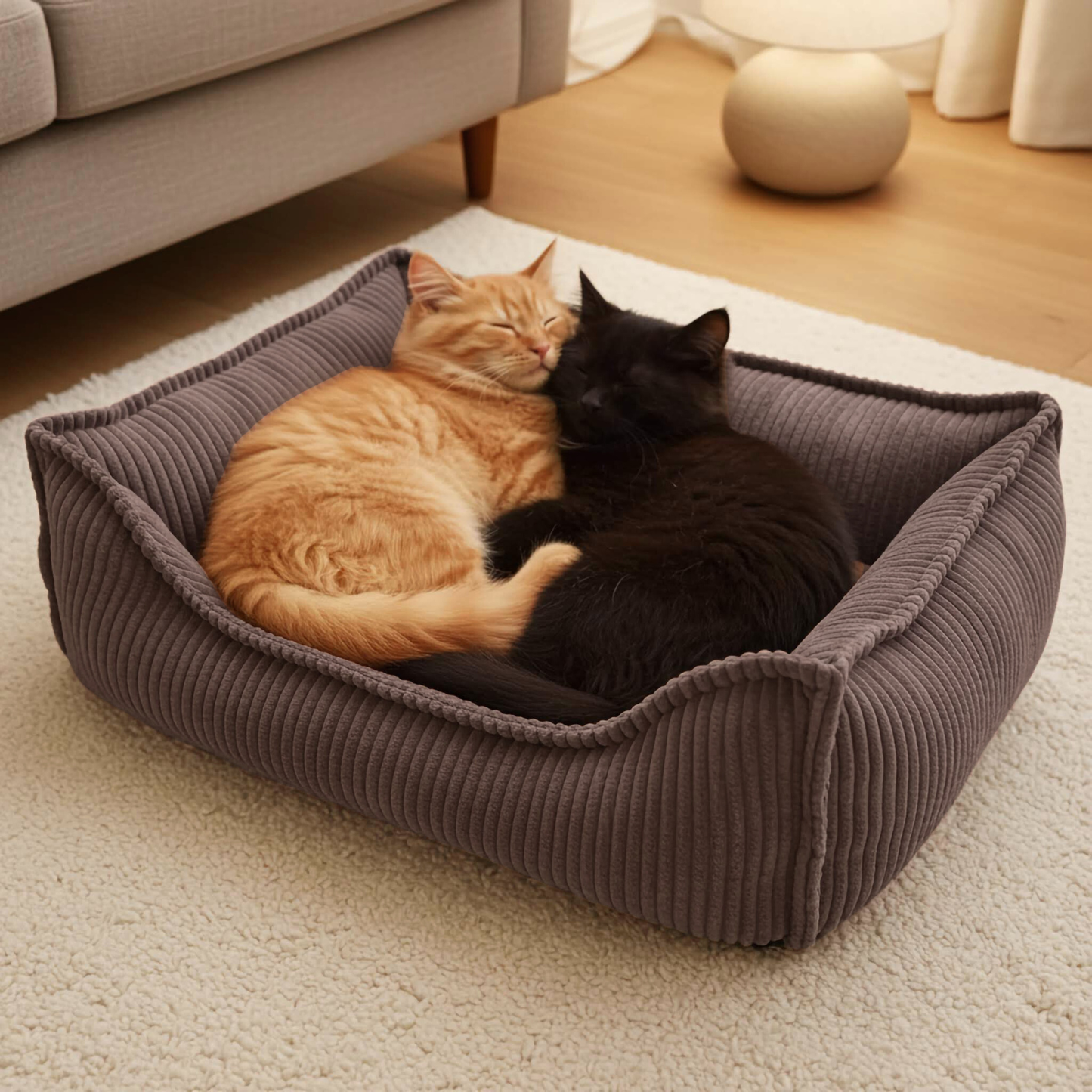 HUGO Orthopädisches Katzenbett aus Cord PREMIUM-LINE