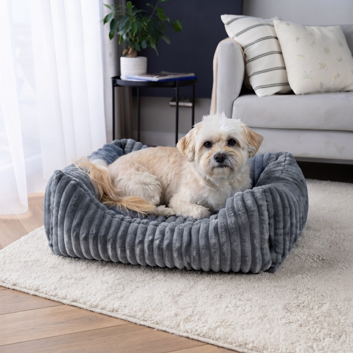 BELLA Hundebett aus Premium-Plüsch für kleine Hunde und Katzen
