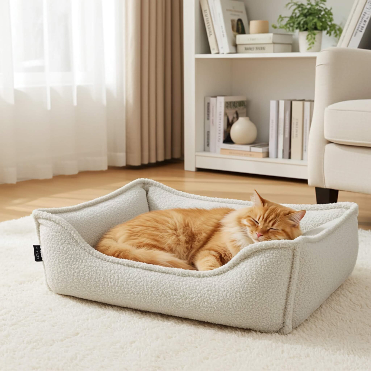 LEO - Anti-Stress Katzenbett aus Bouclé PREMIUM-LINE