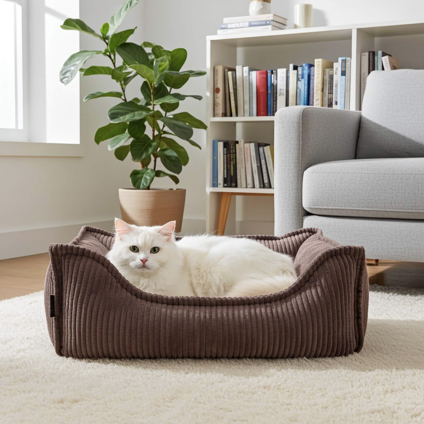 HUGO Orthopädisches Katzenbett aus Cord PREMIUM-LINE