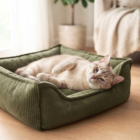HUGO Orthopädisches Katzenbett aus Cord PREMIUM-LINE