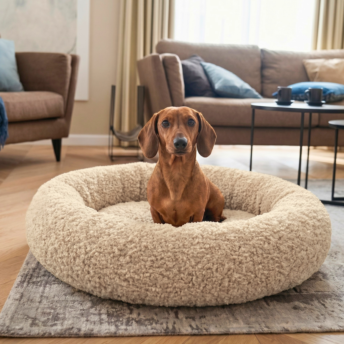 MIA orthopädisches kuscheliges Hundebett aus Bouclé