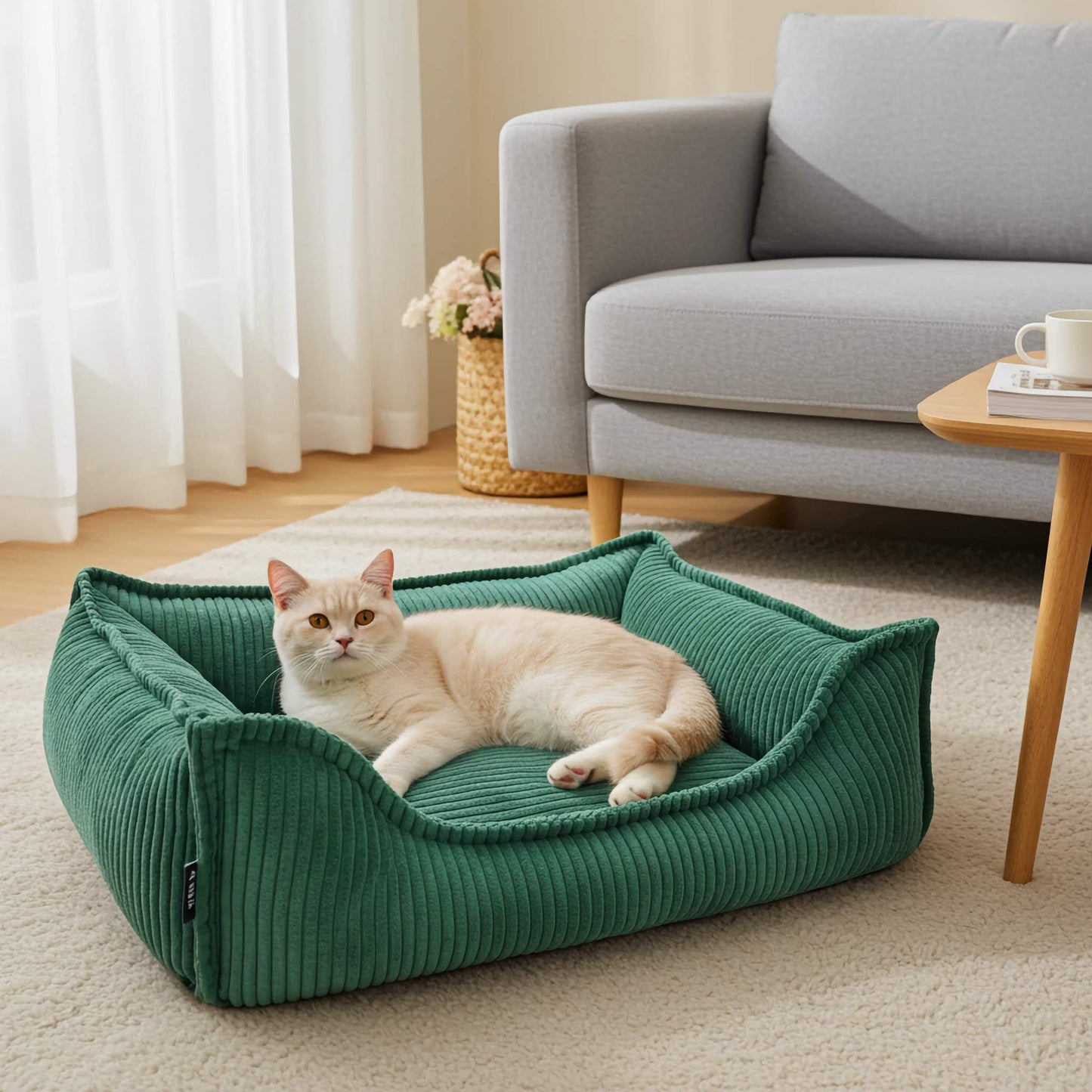 HUGO Orthopädisches Katzenbett aus Cord PREMIUM-LINE