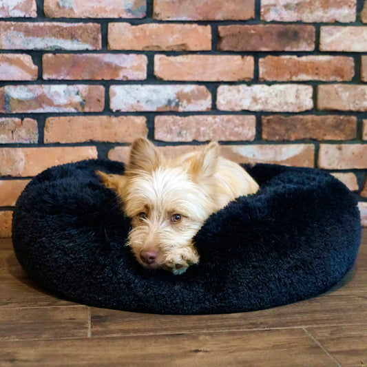 FUZZY Kuscheliges Hundebett Donut  Schwarz