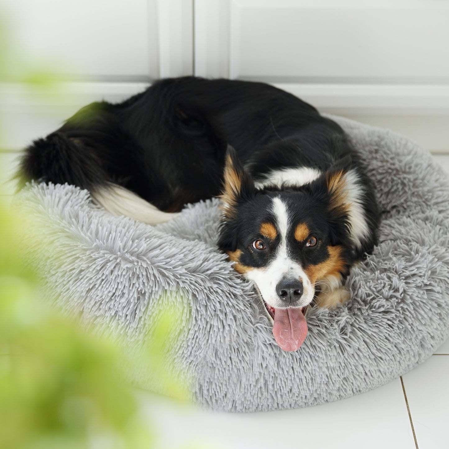 FUZZY Kuscheliges Hundebett Donut Grau